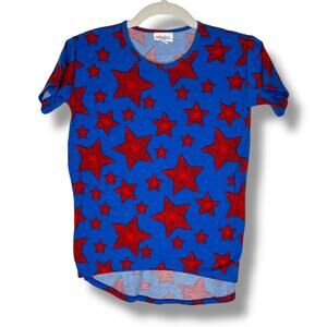 Girls LuLaRoe Gracie American Red Star Tunic Shirt Top Size 8